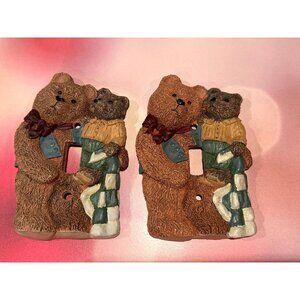 Set of 2 Vintage 1996 Figi Graphics Teddy Bear Light‎ Switch Covers